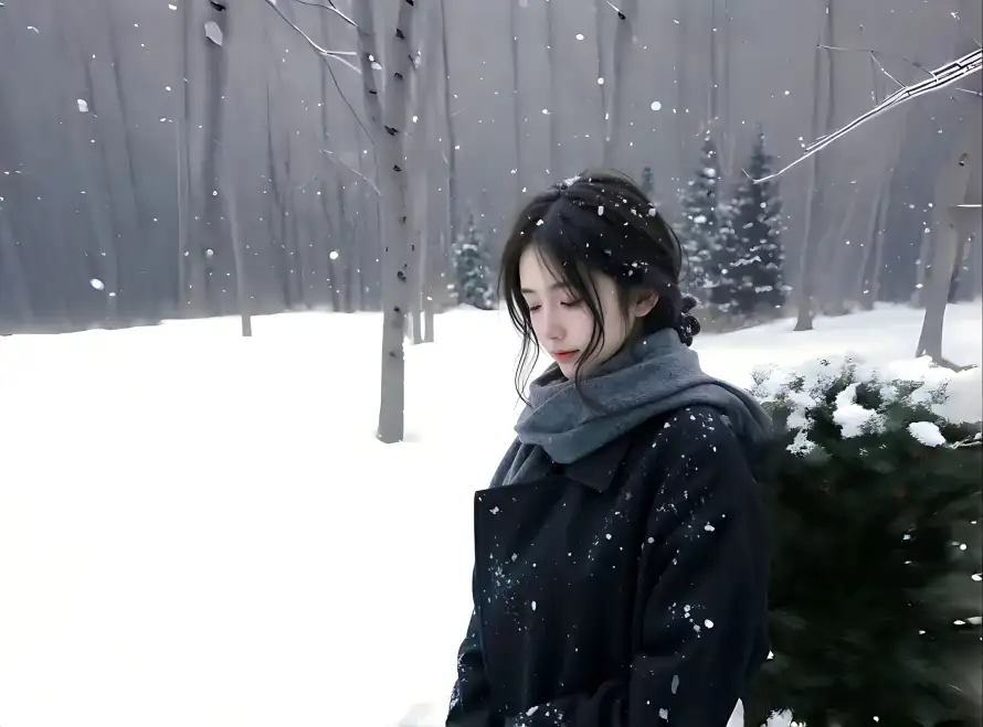 4k人像壁纸 - 冬季 - 冬日 - 女生「哲风壁纸」