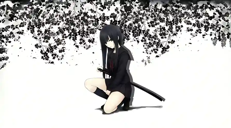 4k少女壁纸 - 蹲姿 - 冷色调 - 武士刀「哲风壁纸」 4k少女壁纸 - 蹲姿 - 冷色调 - 武士刀「哲风壁纸」