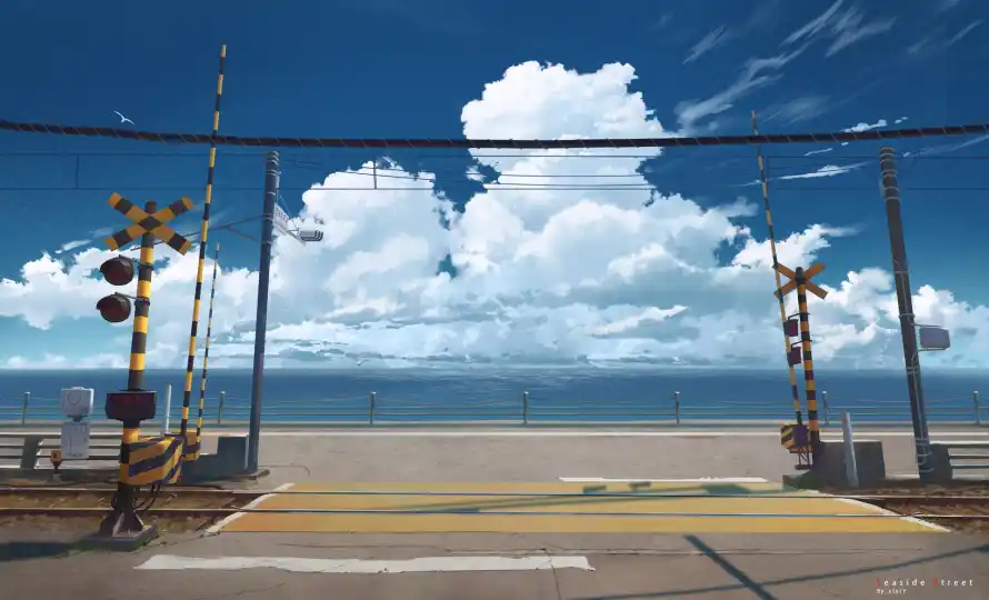 2k卡通壁纸-夏日 - 大海-晴空「哲风壁纸」
