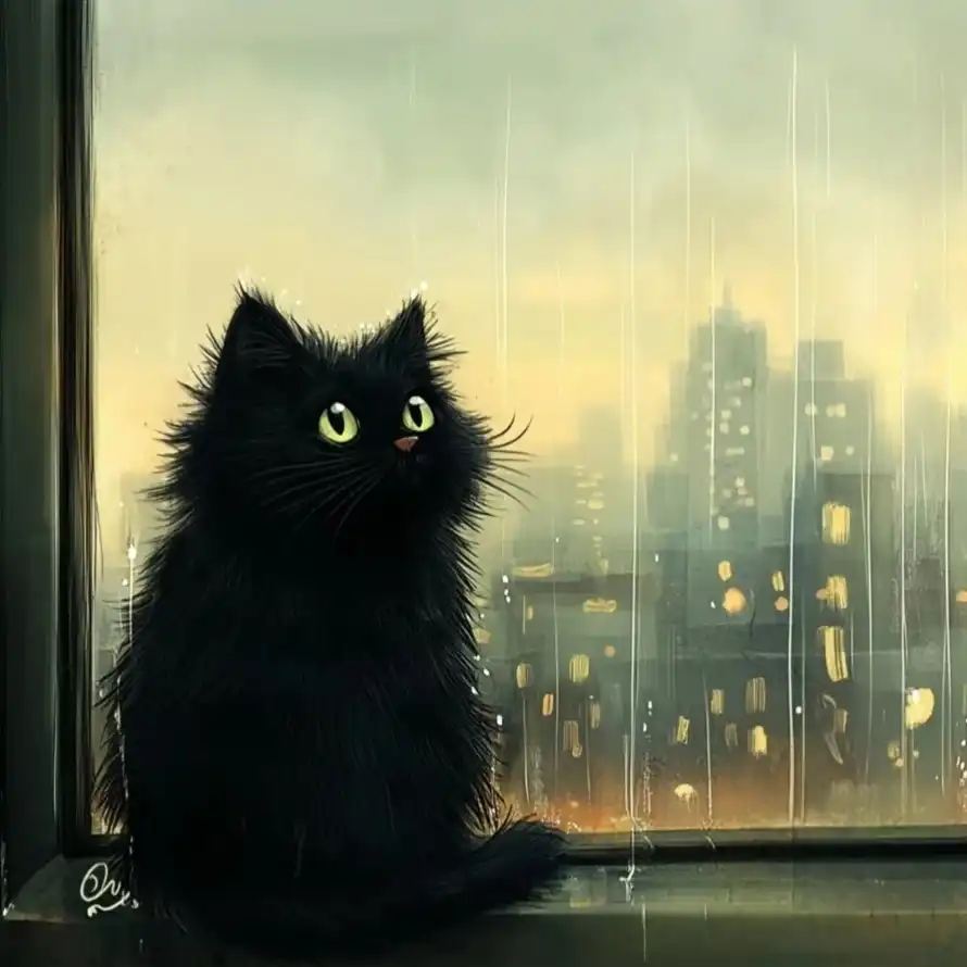 4k可爱壁纸 - 猫 - 城市 - 插画「哲风壁纸」