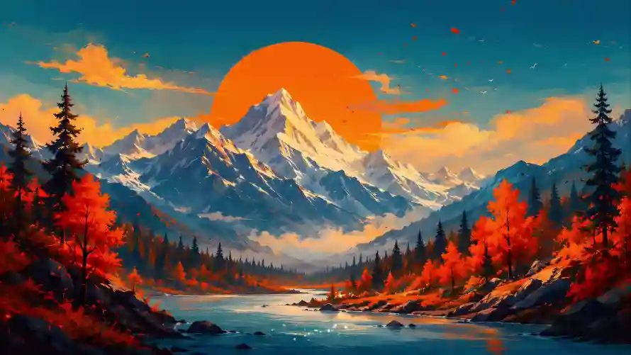 4k云朵壁纸-天空 - 山谷-插画「哲风壁纸」