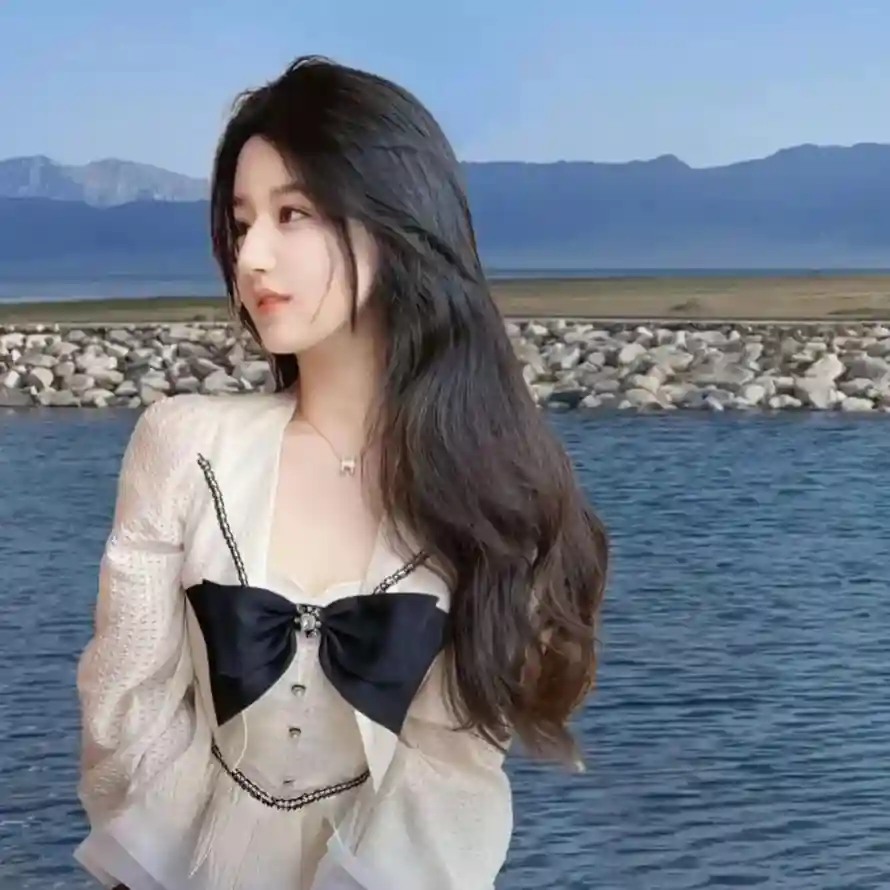 4k侧颜壁纸 - 湖边 - 石岸 - 美女「哲风壁纸」