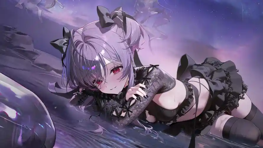 4k发饰壁纸-少女 - 紫发-红瞳「哲风壁纸」