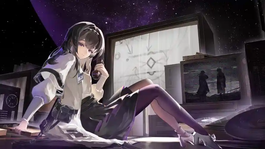 4k坐姿壁纸-夜景 - 投影-星空「哲风壁纸」