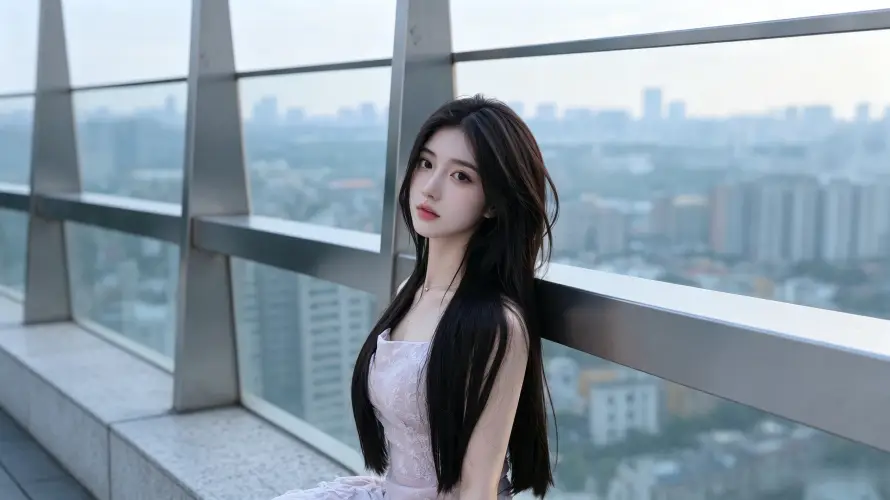 3k天台壁纸-好看 - 红唇-美女「哲风壁纸」