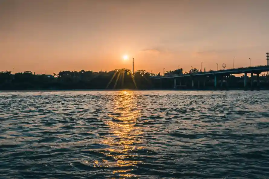 6k倒影壁纸-夕阳 - 大桥-日落「哲风壁纸」