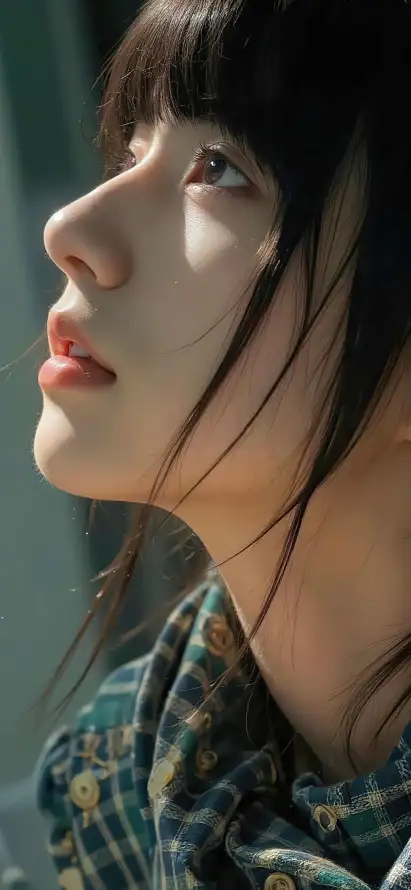 4k人像壁纸 - 侧脸 - 光影 - 少女「哲风壁纸」