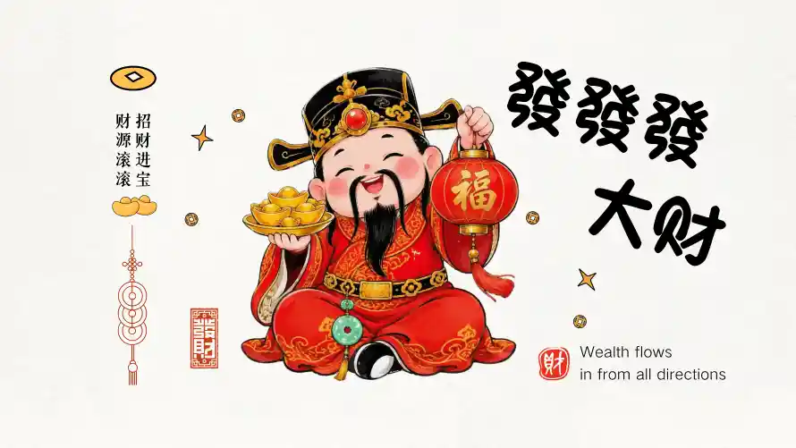 6k卡通壁纸-喜庆 - 新春-财神「哲风壁纸」