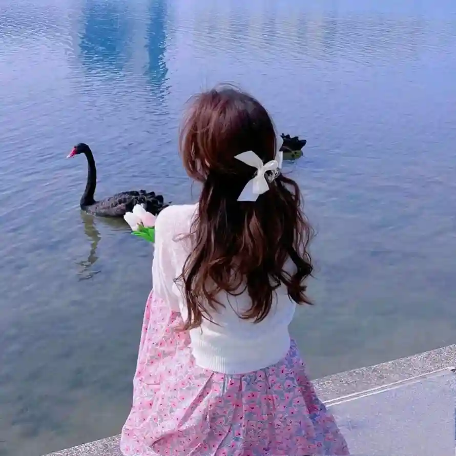 4k天鹅壁纸 - 少女 - 水岸 - 水面「哲风壁纸」