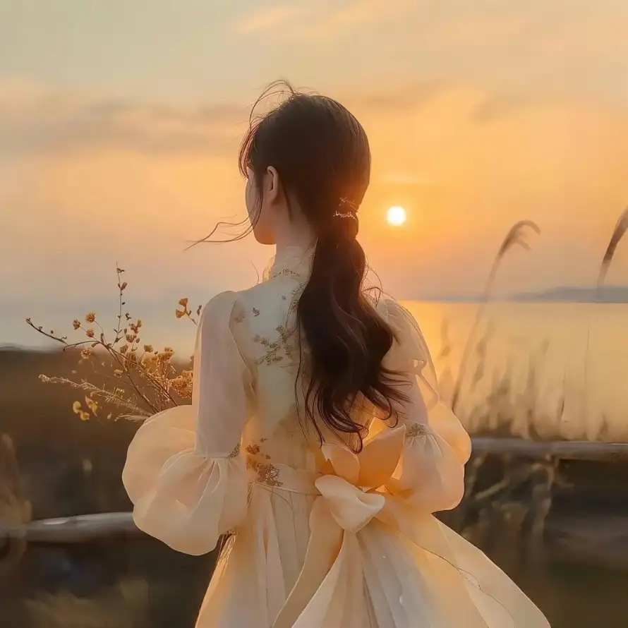 4k女生壁纸 - 户外 - 日落 - 暖光「哲风壁纸」