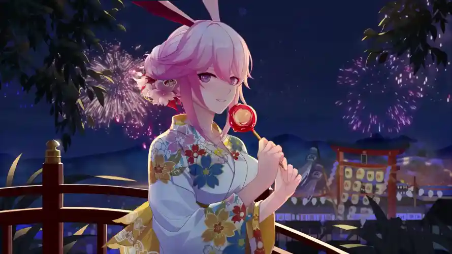 4k和服壁纸-夜晚 - 日式-栏杆「哲风壁纸」