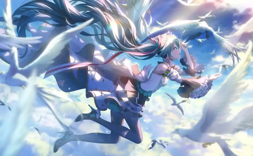 2k初音壁纸-天空 - 白云-白翼「哲风壁纸」