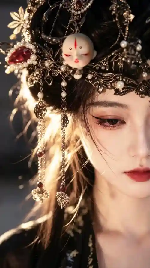4k国风壁纸 - 好看 - 红唇 - 逆光「哲风壁纸」