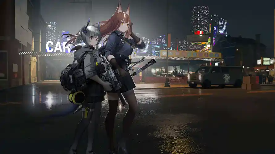7k制服壁纸-动漫 - 夜景-枪械「哲风壁纸」