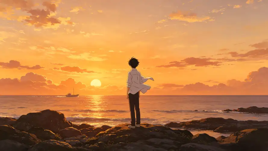 4k云朵壁纸-夕阳 - 少年-日落「哲风壁纸」