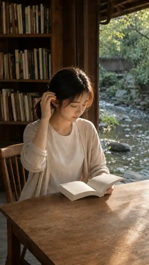 4k书本壁纸 - 书架 - 休闲 - 少女「哲风壁纸」