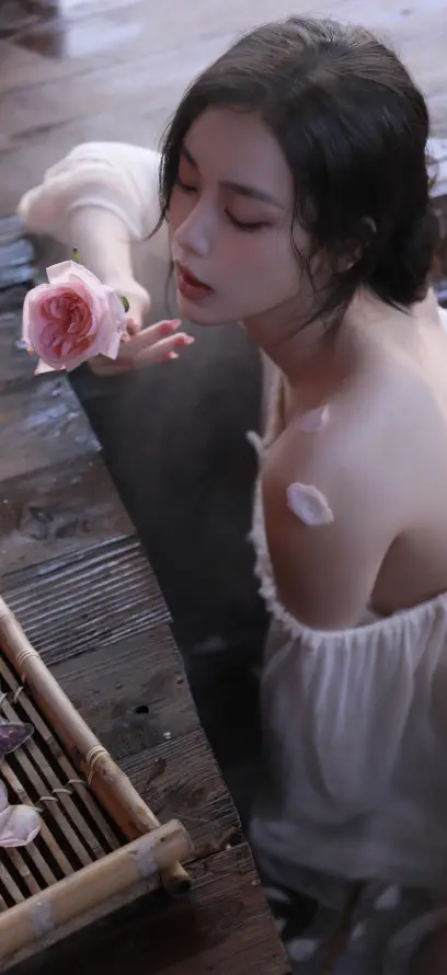4k吊带壁纸 - 花 - 短发 - 竹篮「哲风壁纸」