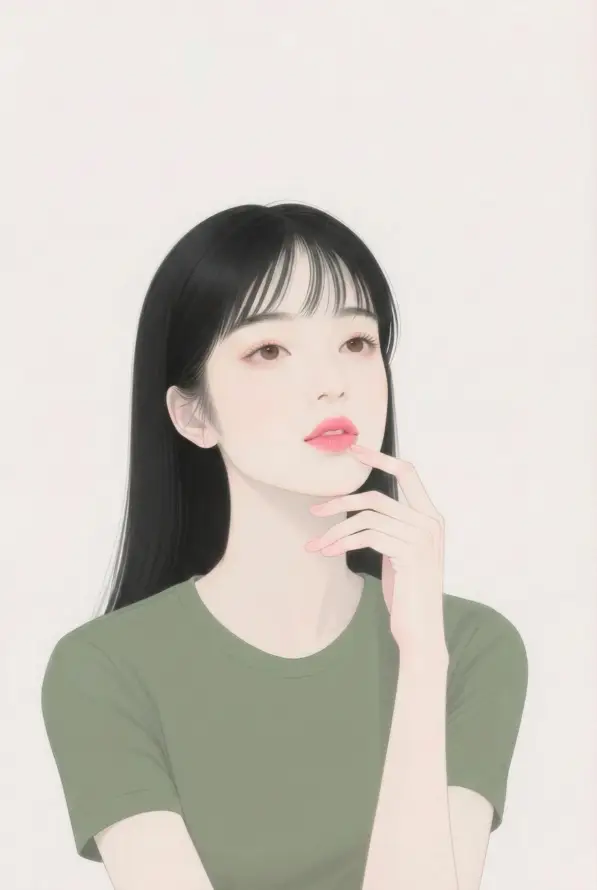 4k女性壁纸 - 少女 - 托腮 - 插画「哲风壁纸」