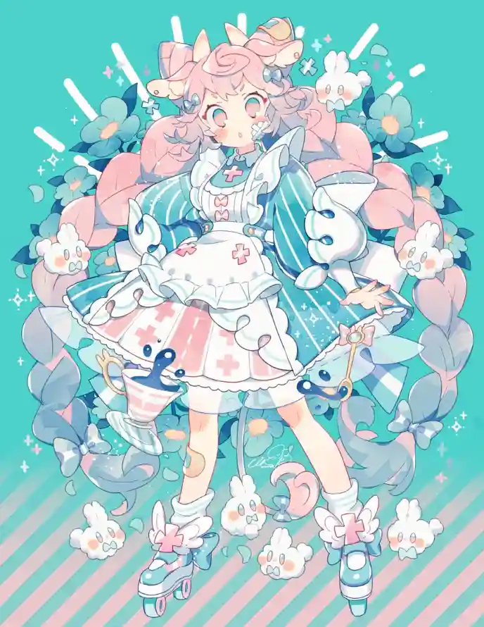 4k兔子壁纸 - 可爱 - 女孩 - 插画「哲风壁纸」