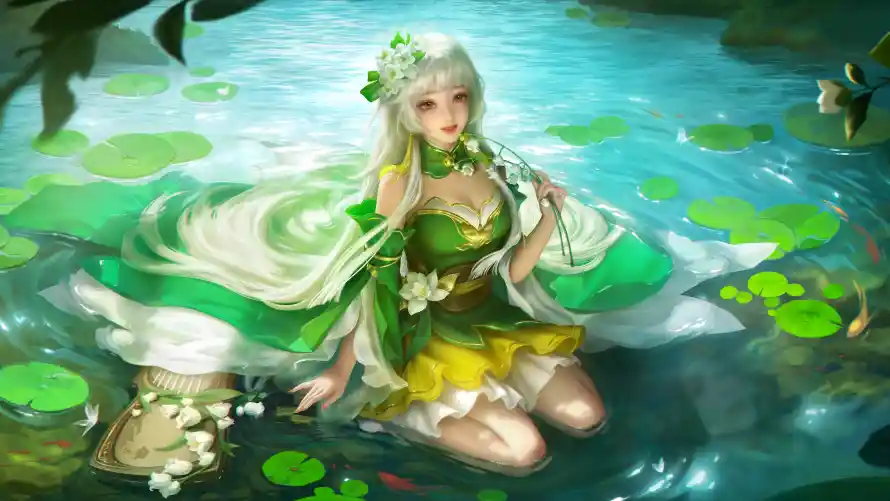 4k古风壁纸 - 小乔 - 少女 - 戏水「哲风壁纸」