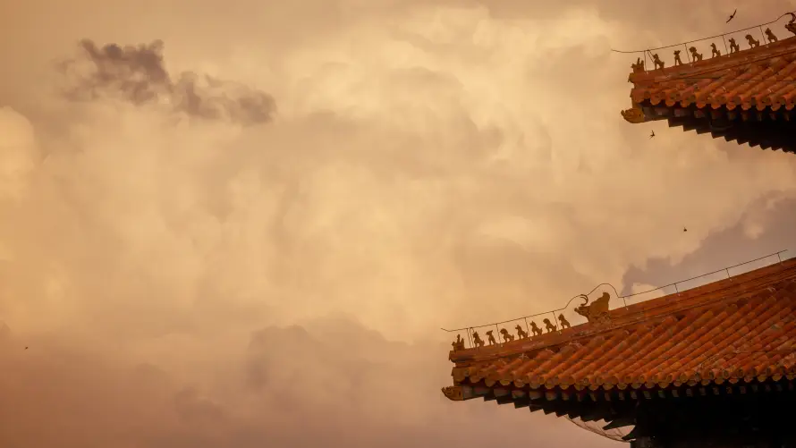4k天空壁纸 - 故宫 - 檐角 - 红瓦「哲风壁纸」