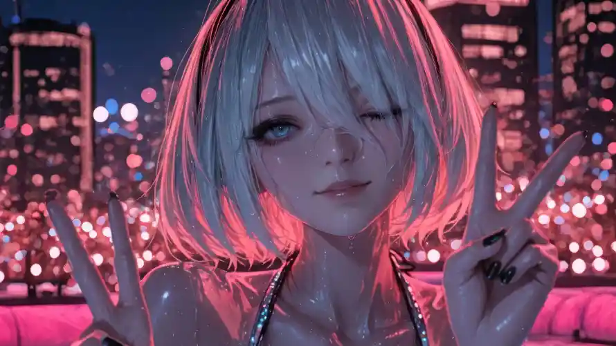 4k2B壁纸-3D - 短发-银白发「哲风壁纸」