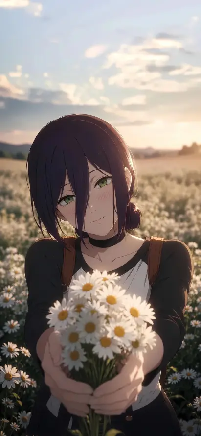 4k夕阳壁纸 - 少女 - 户外 - 捧花「哲风壁纸」