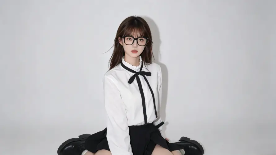 3k坐姿壁纸-好看 - 少女-清纯「哲风壁纸」