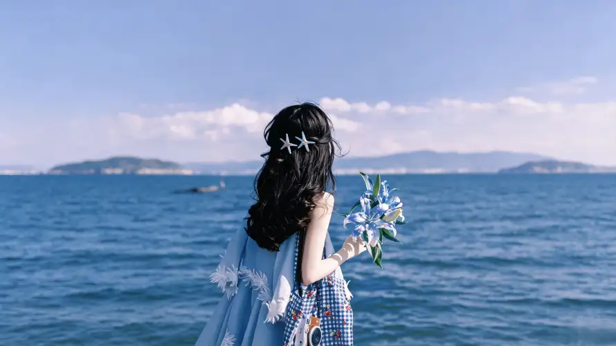 4k好看壁纸 - 少女 - 治愈 - 海岛「哲风壁纸」