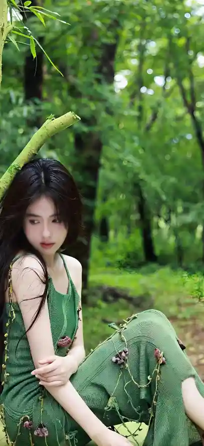 4k好看壁纸 - 少女 - 户外 - 林间「哲风壁纸」