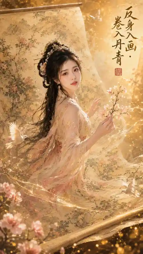 4k书法壁纸 - 仕女 - 发髻 - 古典「哲风壁纸」