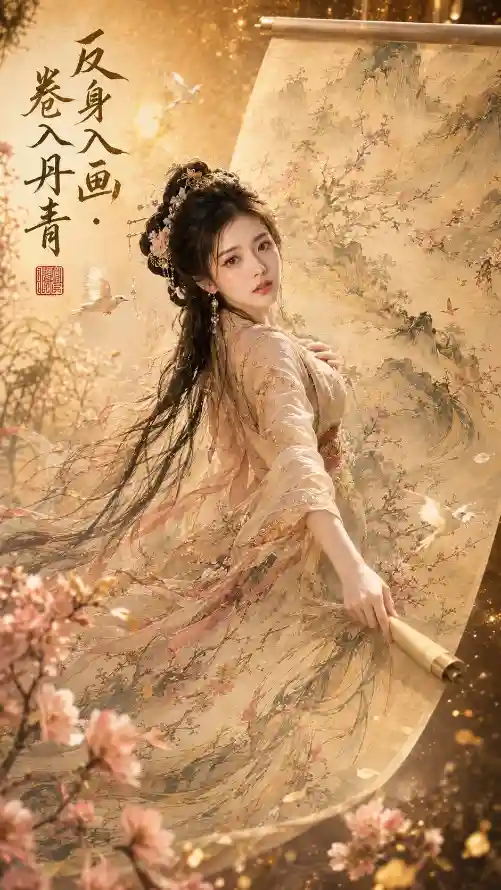4k书法壁纸 - 好看 - 桃花 - 汉服「哲风壁纸」