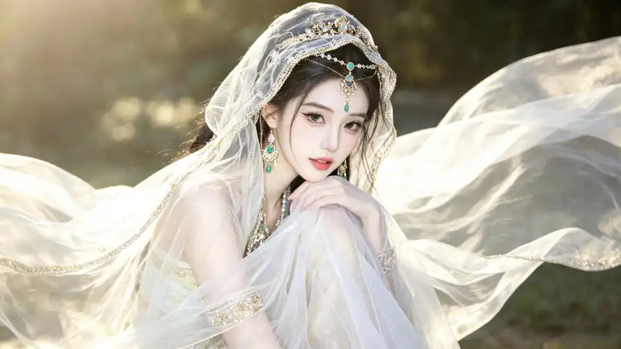 3k仙气壁纸-头纱 - 好看-白纱「哲风壁纸」