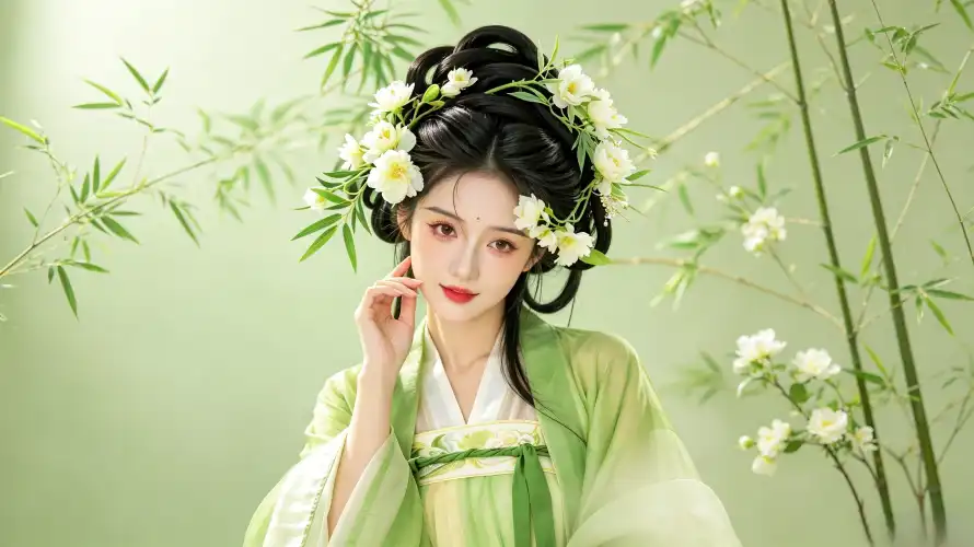 3k人像壁纸-竹 - 写真-发饰「哲风壁纸」