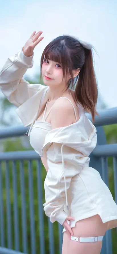 4k性感壁纸 - 户外 - 栏杆 - 甜妹「哲风壁纸」