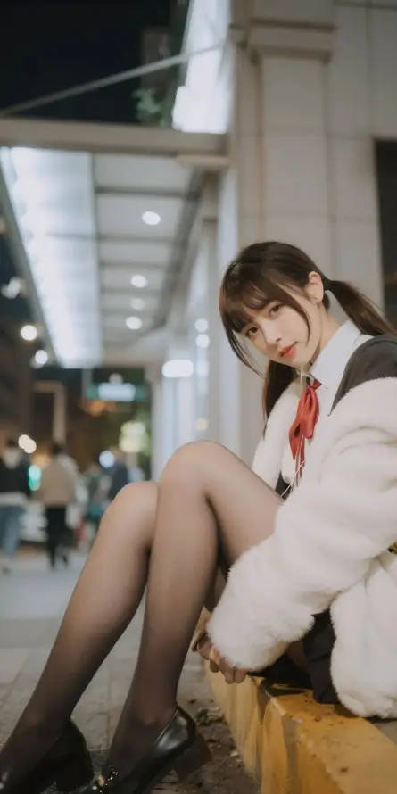 4k坐姿壁纸 - 夜景 - 性感 - 红唇「哲风壁纸」
