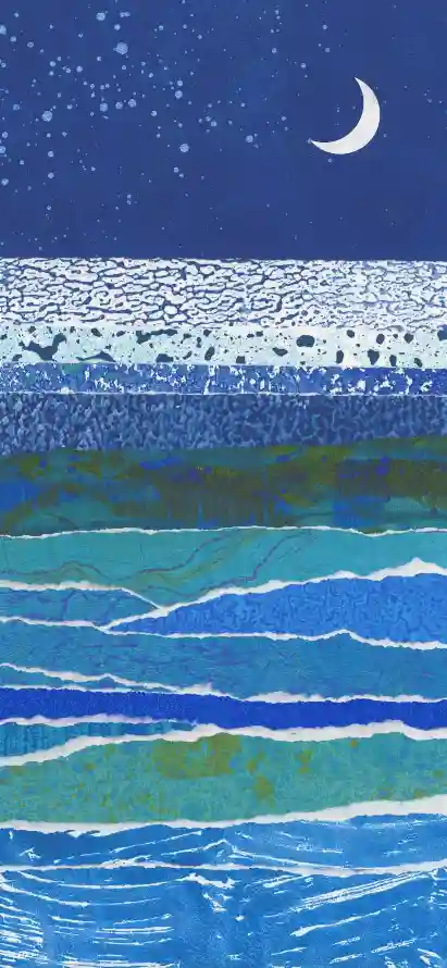 4k夜晚壁纸 - 夜空 - 弯月 - 插画「哲风壁纸」