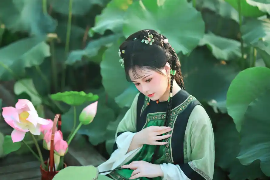 4k低头壁纸-发饰 - 古装-古风「哲风壁纸」
