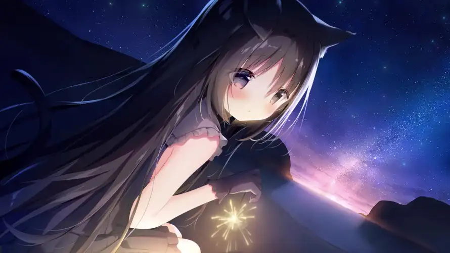 3k夜景壁纸-夜色 - 少女-星光「哲风壁纸」