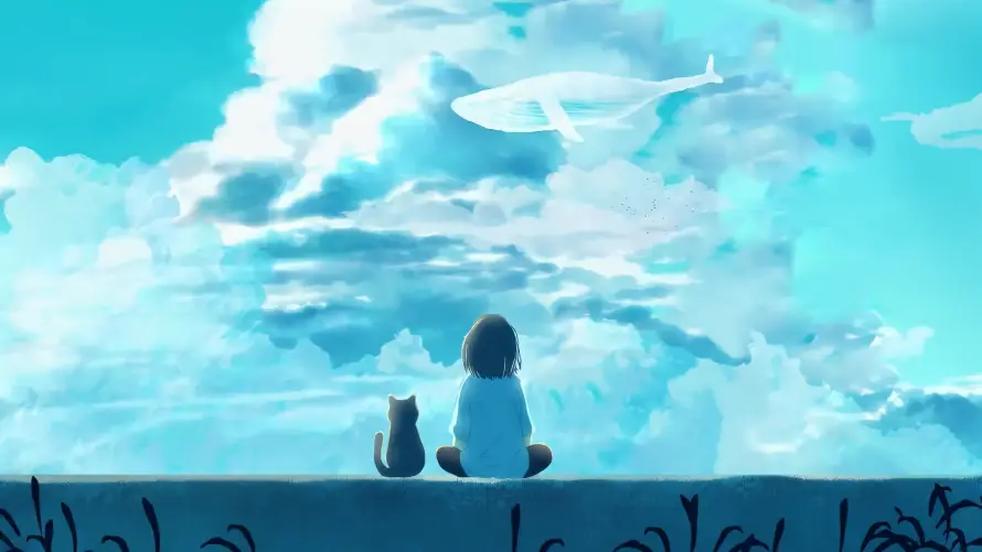 4k云端壁纸 - 猫 - 鲸 - 天空「哲风壁纸」