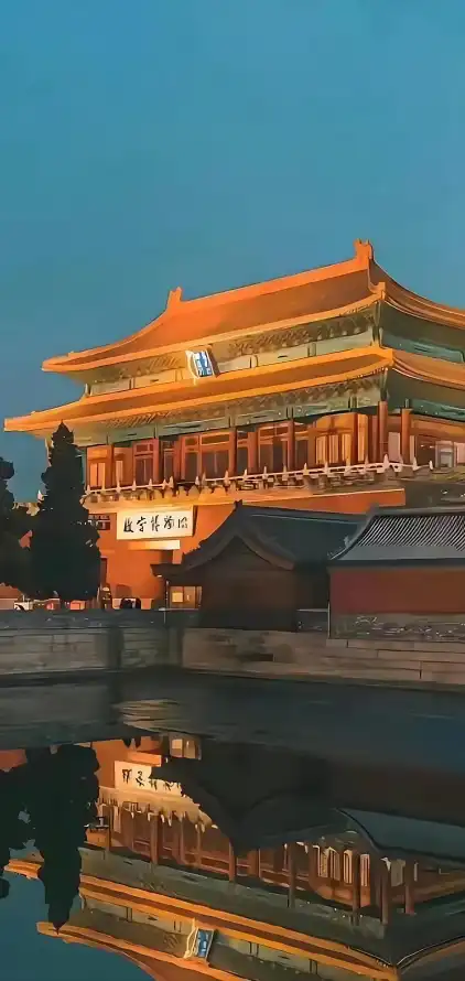 4k晴空壁纸 - 红墙 - 黄瓦 - 古建筑「哲风壁纸」