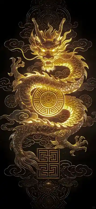 4k发光壁纸 - 古风 - 国风 - 神兽「哲风壁纸」