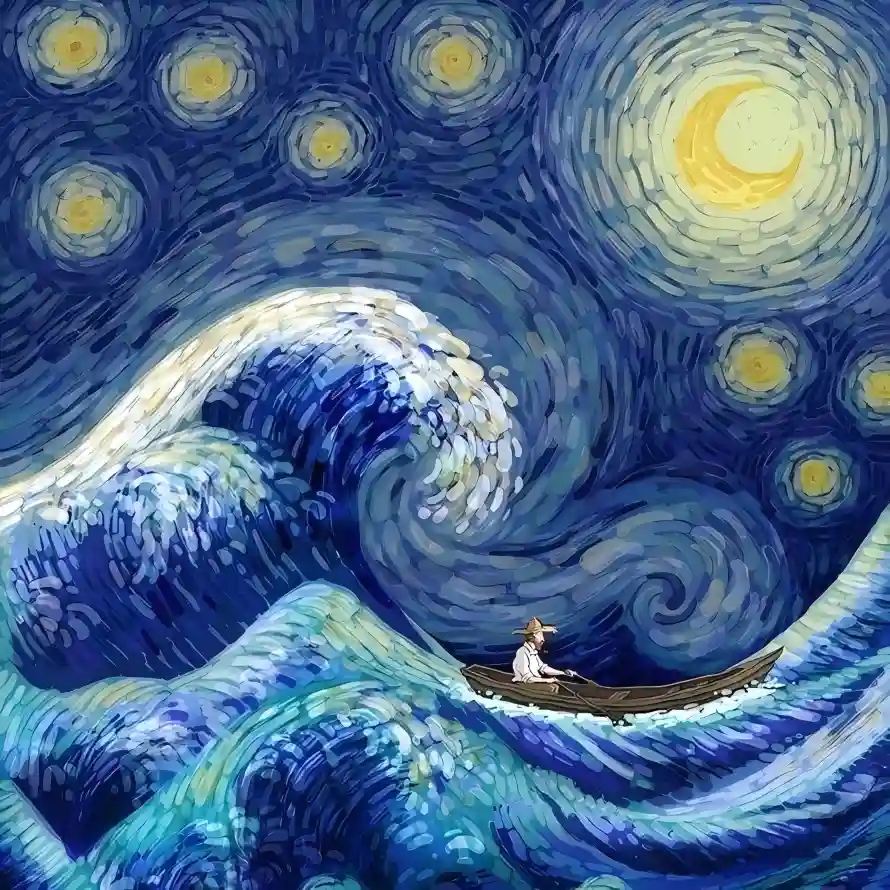 4k人物壁纸 - 夜空 - 大海 - 小船「哲风壁纸」