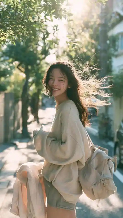 4k午后壁纸 - 回头 - 夏日 - 女生「哲风壁纸」