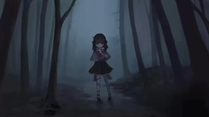 4k冷调壁纸-少女 - 幽暗-插画「哲风壁纸」