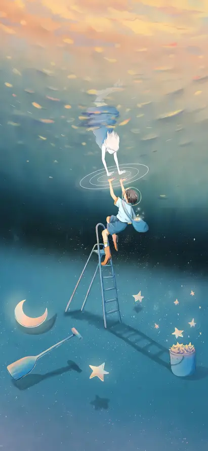4k卡通壁纸 - 天空 - 插画 - 星星「哲风壁纸」