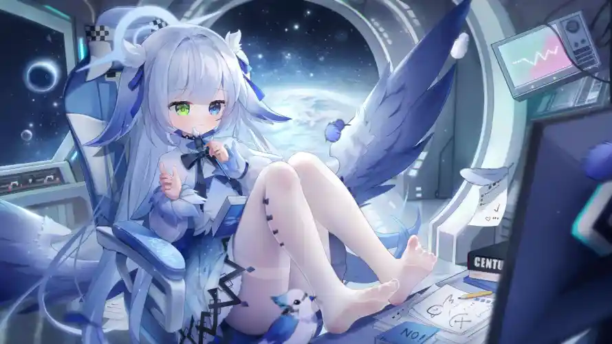 3k异瞳壁纸-星空 - 白丝-翅膀「哲风壁纸」