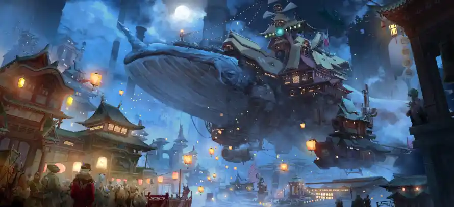 6k国风壁纸-夜景 - 夜空-月亮「哲风壁纸」