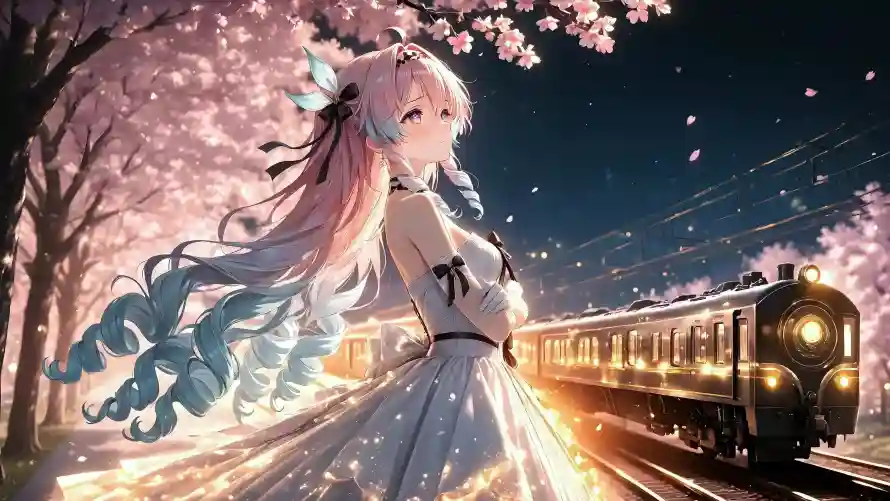 4k列车壁纸 - 夜晚 - 星空 - 暖光「哲风壁纸」