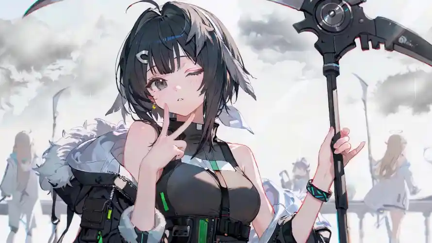 4k少女壁纸-镰刀 - 二次元-战斗服「哲风壁纸」
